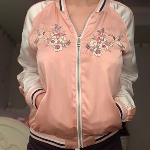 Pink Hummingbird Bomber Jacket